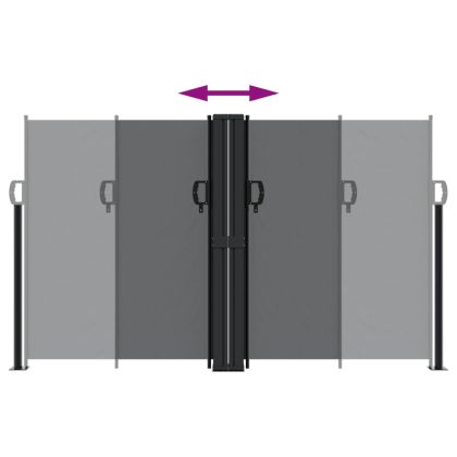 Прибираща се странична тента, черна, 140х1200 см