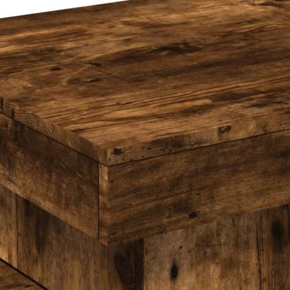 Маса за кафе с LED осветление, опушен дъб, 50x50x40 см