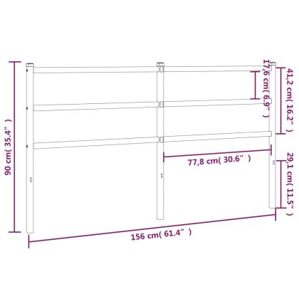 Метална табла за глава, бяла, 150 см