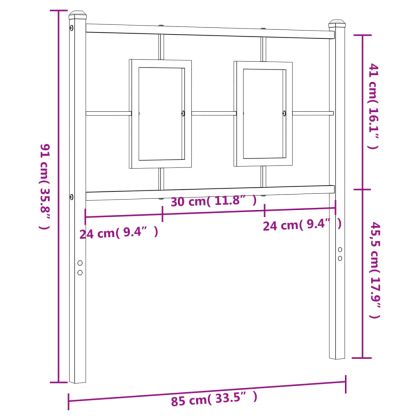 Метална табла за глава, бяла, 80 см