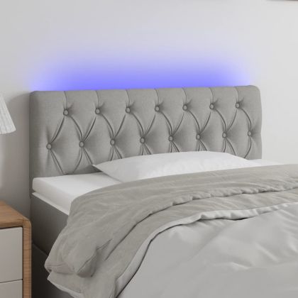 LED горна табла за легло, светлосива, 100x7x78/88 см, плат