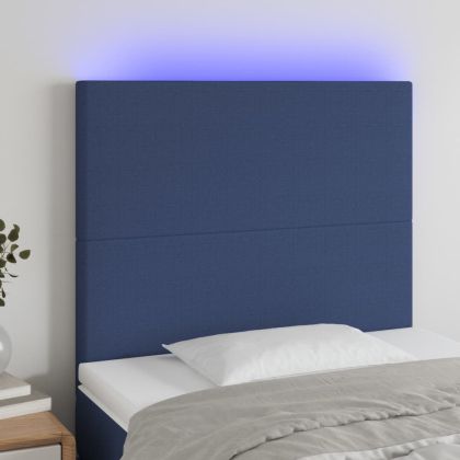 LED горна табла за легло, синя, 80x5x118/128 см, плат
