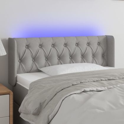 LED горна табла за легло, светлосива, 103x16x78/88 см, плат