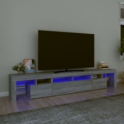 ТВ шкаф с LED осветление, сив сонома, 230x36,5x40 см