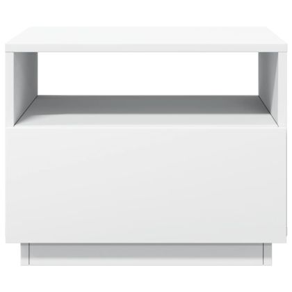 Маса за кафе с LED осветление, бяла, 50x49x40 см