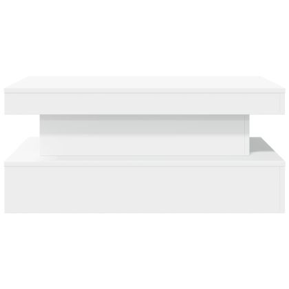 Маса за кафе с LED осветление, бяла, 90x50x40 см