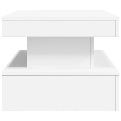 Маса за кафе с LED осветление, бяла, 90x50x40 см