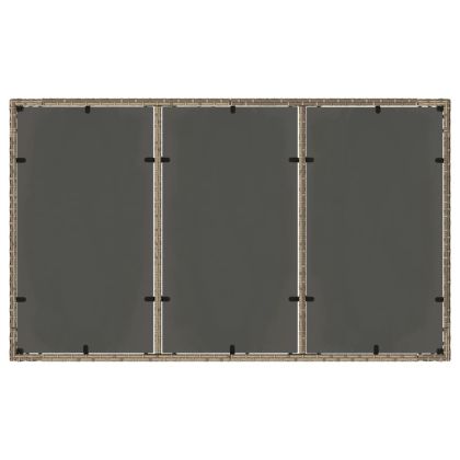 Градинска маса със стъклен плот сива 150x90x75 см полиратан