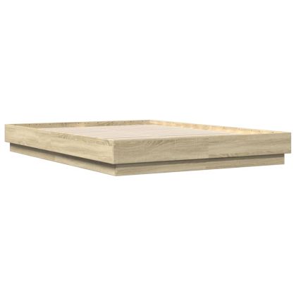 Рамка за легло, дъб сонома, 140x200 см, масивно дърво