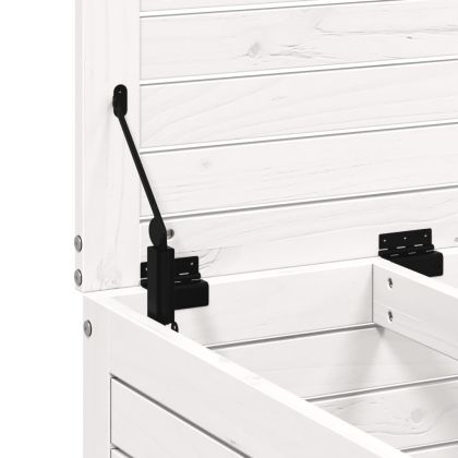 Градинска табуретка, бяла, 62x63,5x53,5 см, бор масив