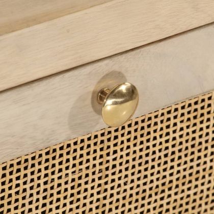 Нощно шкафче, 40x30x50 см, мангово дърво масив и желязо