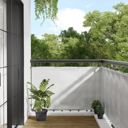 Балконски параван, светлосив, 90x500 см, 100% полиестер оксфорд