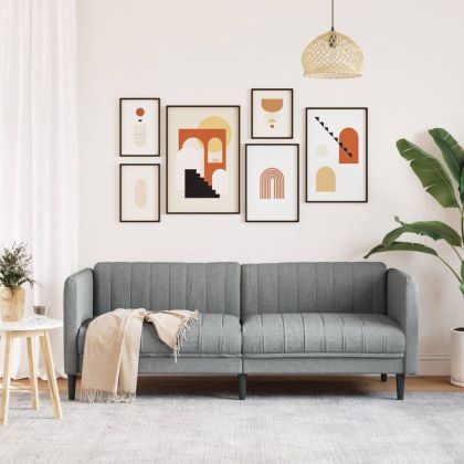 Диван, 3-местен, светлосив, плат