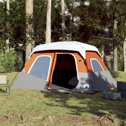 Семейна палатка с LED 6-местна сив-оранжев бързо освобождаване