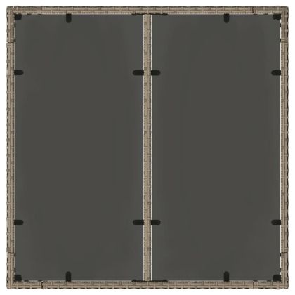 Градинска маса със стъклен плот сива 90x90x75 см полиратан