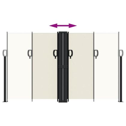 Прибираща се странична тента, кремава, 140x1200 см