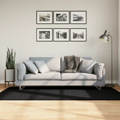 Шаги килим с дълъг косъм "PAMPLONA" модерен черен 100x200 см