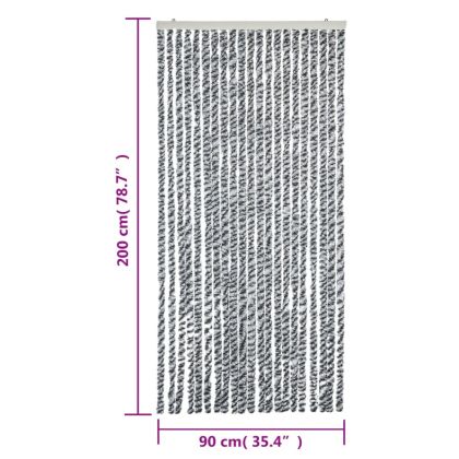 Ресни за врата против мухи, черно и бяло, 90x200 см, шенил
