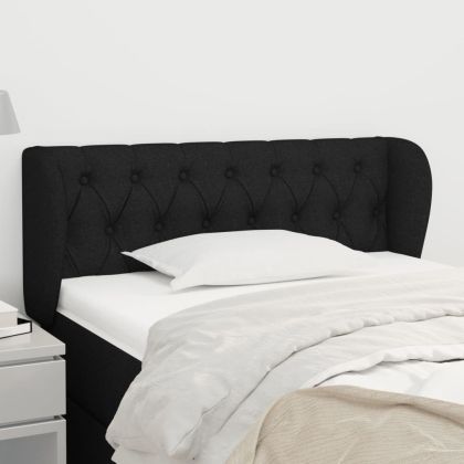 Горна табла за легло с уши, черна, 103x23x78/88 см, плат