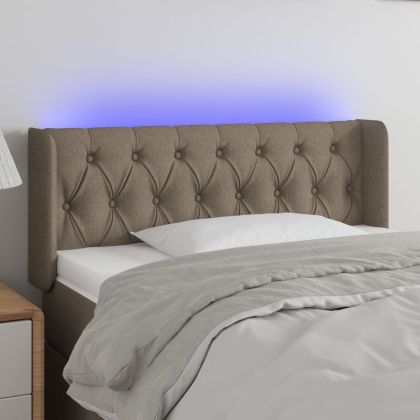 LED горна табла за легло, таупе, 103x16x78/88 см, плат