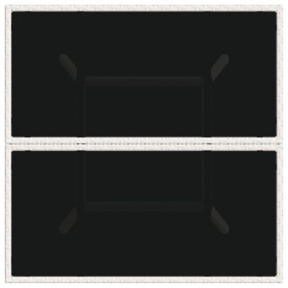 Градинска маса със стъклен плот бяла 80x80x75 см полиратан