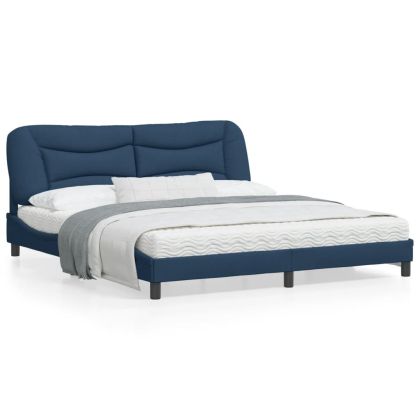 Рамка за легло с LED осветление, синя, 180x200 см, плат
