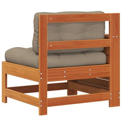 Градинско кресло с подлакътник с възглавница восъчнокафяв бор