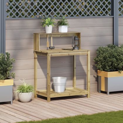 Маса за разсаждане с рафтове, 82,5x50x109,5 см, импрегниран бор