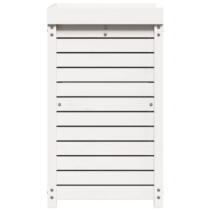 Маса за разсаждане с рафтове, бяла, 82,5x50x86,5 см, бор масив