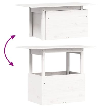 Градинска маса, бяла, 100x50x75 см, борово дърво масив