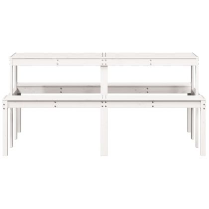 Пикник маса, бяла, 160x134x75 см, борово дърво масив