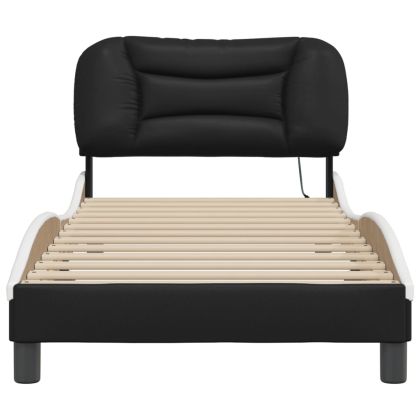 Рамка за легло с LED без матрак Hvar черно и бяло 80x200 см