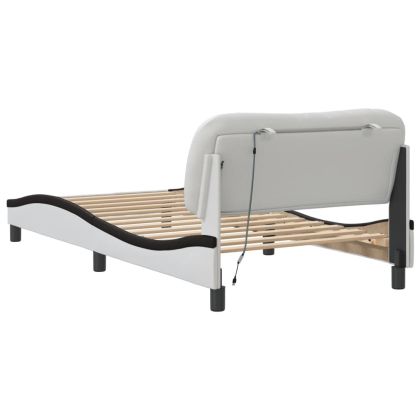 Рамка за легло с LED без матрак Hvar бяло и черно 100x200см