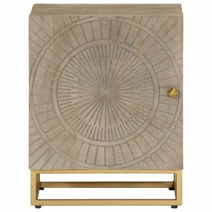 Нощно шкафче, 40x30x50 см, мангово дърво масив и желязо