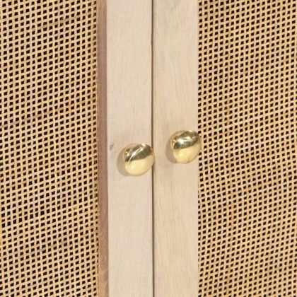 Бюфет, черен, 55x30x76 см, мангово дърво масив и желязо