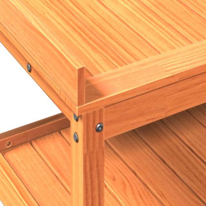 Маса за разсаждане с рафтове кафява 82,5x45x86,5 см бор масив