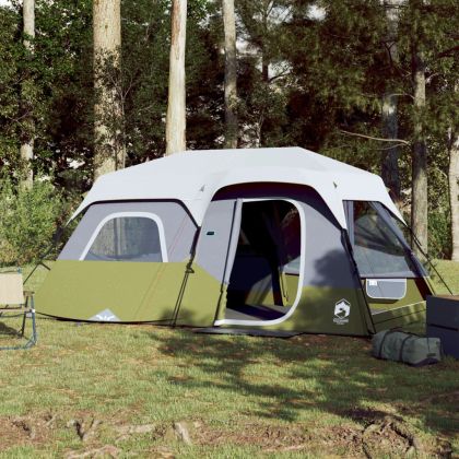 Семейна палатка с LED 9-местна светлосиня бързо освобождаване
