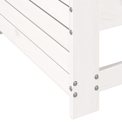 Градинско кресло с подлакътник с възглавница, бяла, бор масив