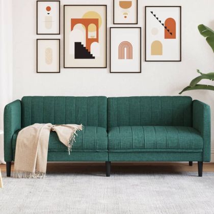 3-местен диван, тъмнозелен, текстил