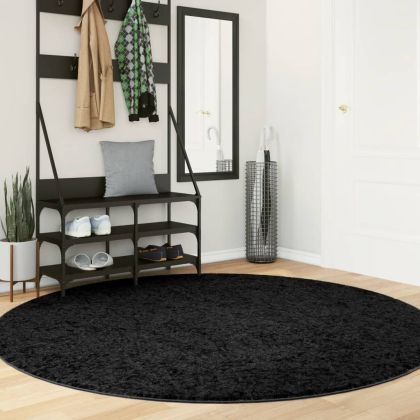 Шаги килим с дълъг косъм "PAMPLONA" модерен черен Ø 200 см