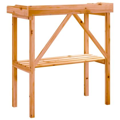 Маса за разсаждане с рафт кафява 78x38x82,5 см масивна ела