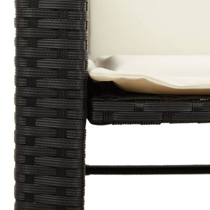 2-местен градински диван с маса и табуретки черен полиратан