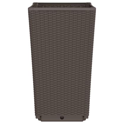 Градински кашпи, 4 бр, кафяви, 32,5x32,5x57 см, PP