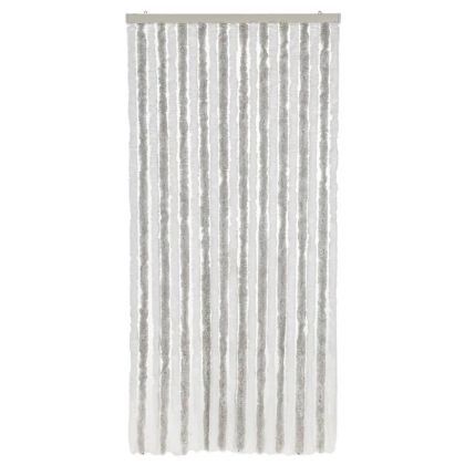 Ресни за врата против мухи, светлосиво и бяло, 90x200 см, шенил