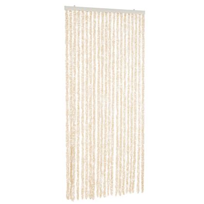 Ресни за врата против мухи, бежово и бяло, 100x230 см, шенил