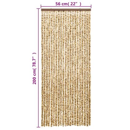 Ресни за врата против мухи, бежово и кафяво, 56x200 см, шенил
