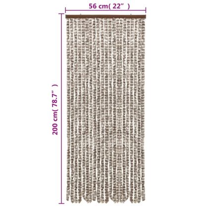 Ресни за врата против мухи, таупе и бяло, 56x200 см, шенил