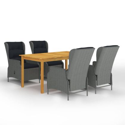 Градински трапезен комплект, 5 части, светлосив