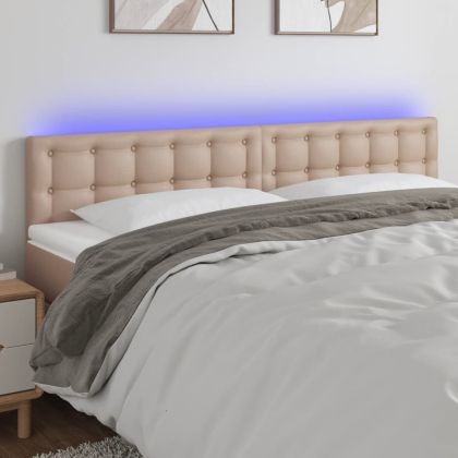 LED Горна табла за легло, капучино, 160x5x78/88 см