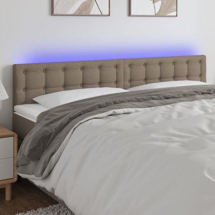 LED горна табла за легло, таупе, 160x5x78/88 см, плат
